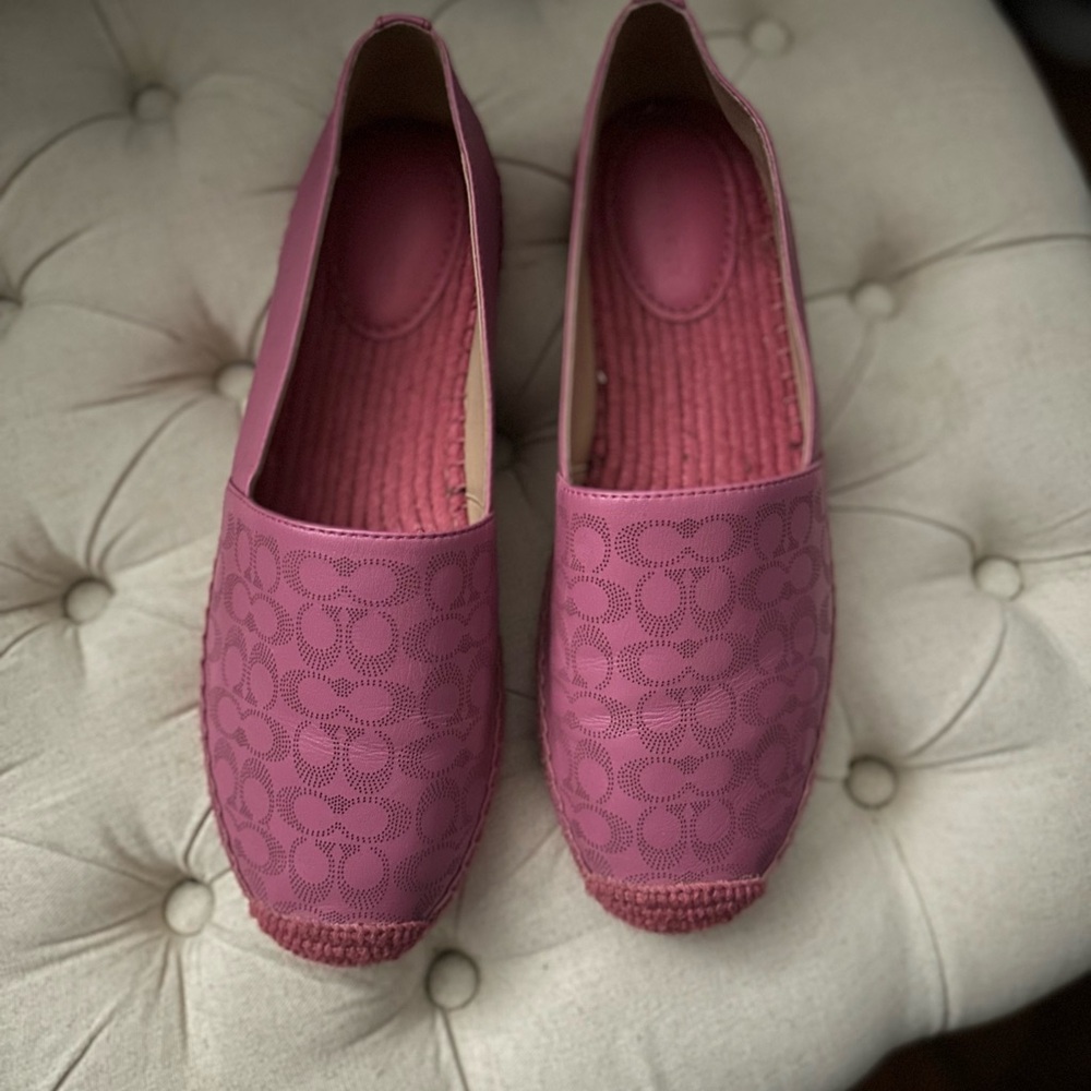 Pink coach espadrille shoes. Size 9.5. Worn only once. Smoke free home.